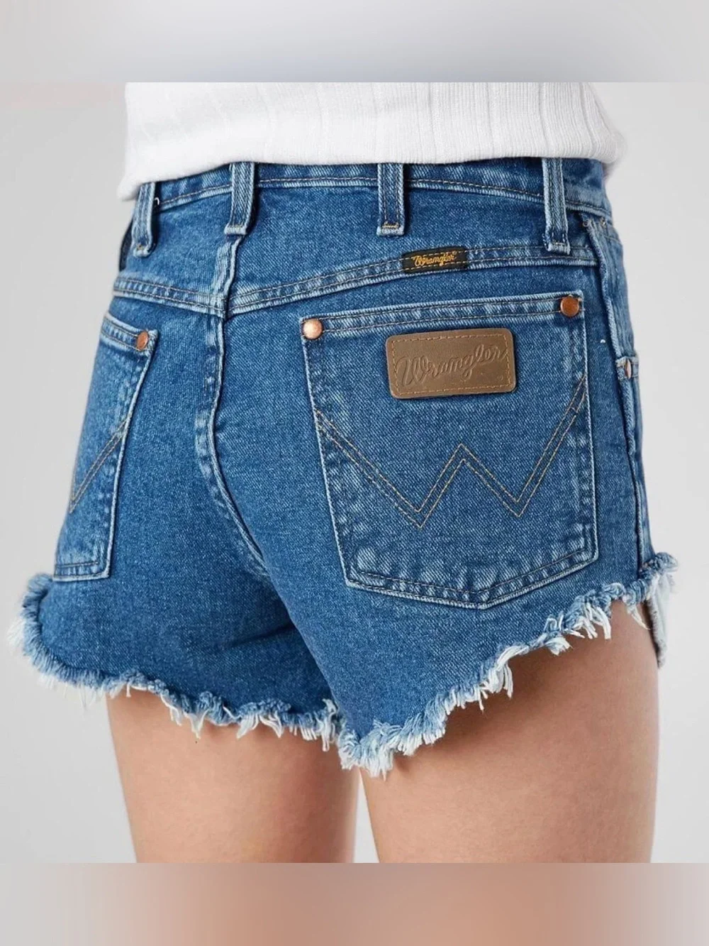 WRANGLER 30 Reworked Dark Stone Denim Cut Off Jean Shorts Free People NEW